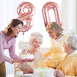 Amosking 80th Birthday Decorations for Women Tiara Sash Cake Topper Balloons view 2