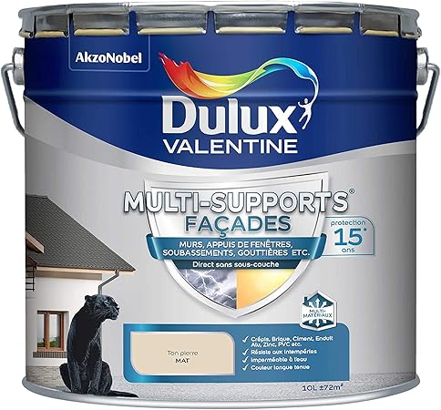 Dulux Valentine Peinture Multi Supports Exterieure Facades Mat Ton Pierre 10l Amazon Fr Bricolage