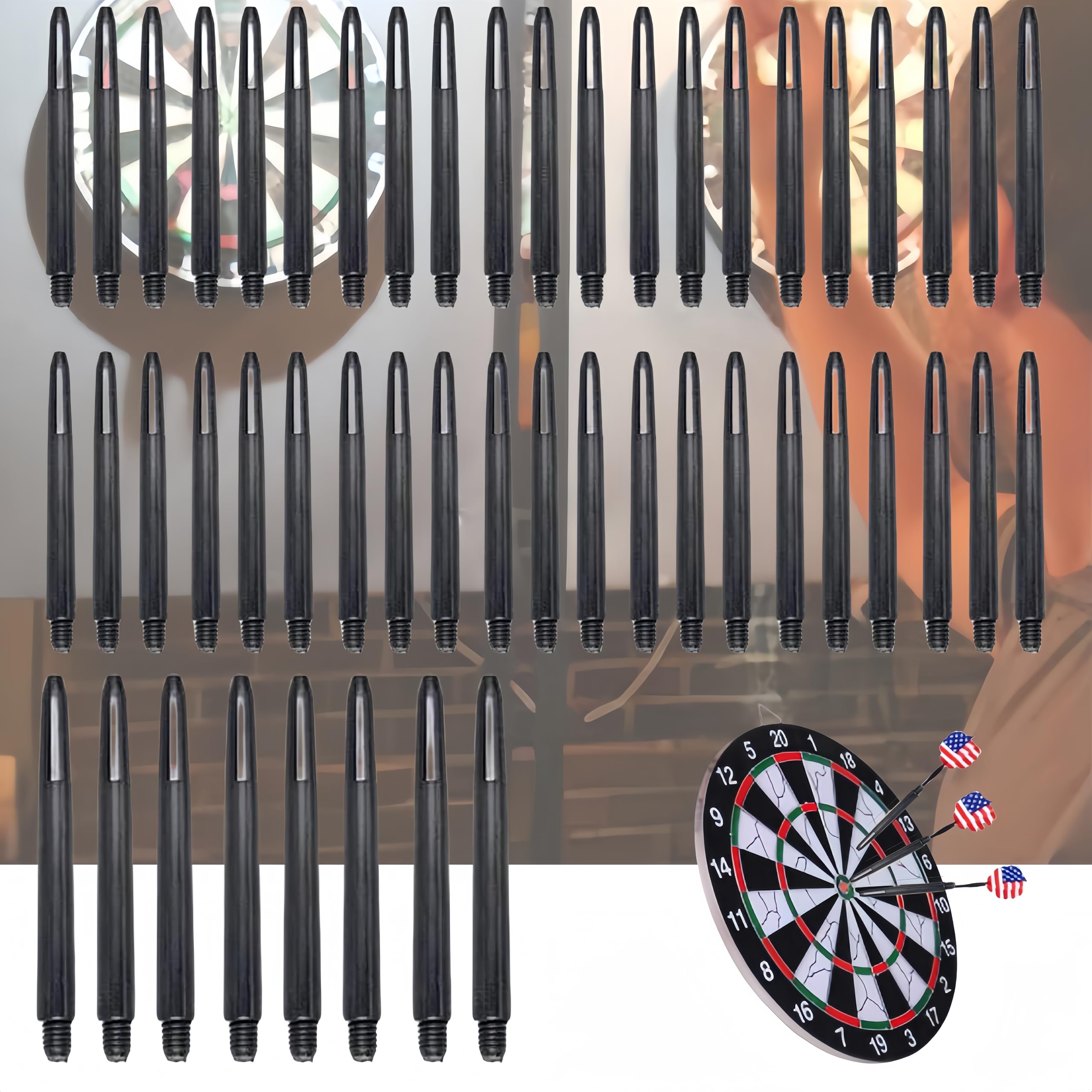 Dart Shafts,Darts Corner,50pcs Plastic Dart Shafts,Threaded Darts Shafts,Screw Thread Plastic Darts,Black Dart Shafts with Standard 2BA Screw Thread,Darts Accessories for Throwing Darts