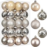 RoseCraft 30PCS Christmas Ball Ornaments, 2.36" Champagne Shatterproof Ornament Set for Christmas Tree Hanging Decorations, for Home Holiday Xmas Party Decor.