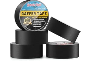 Ealyder Tape 5 Pack Black Gaffers Tape 2 Inch x 30 Yards - Heavy Duty, Waterproof, No Residue, Non-Reflective, Easy Tear Gaffers Stage Tape - Multipurpose