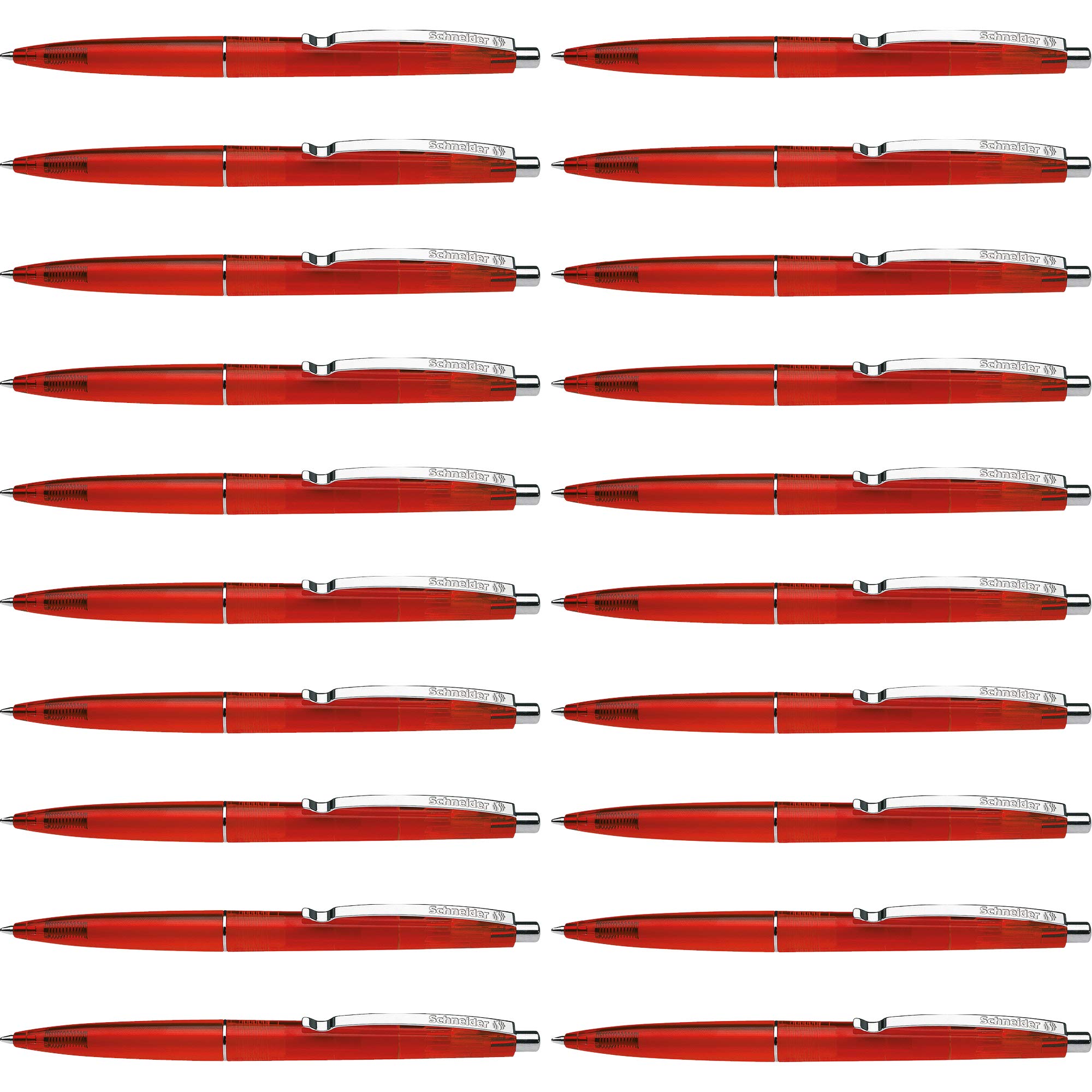 Schneider Icy Colours K20 Ballpoint Pens Black Transparent / M Tip / Pack of 20 / Red