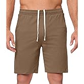 JMIERR Men's 100% Cotton Shorts 9" Casual Elastic Waist Drawstring Lightweight Workout Lounge Beach Jersey Sweat Shorts