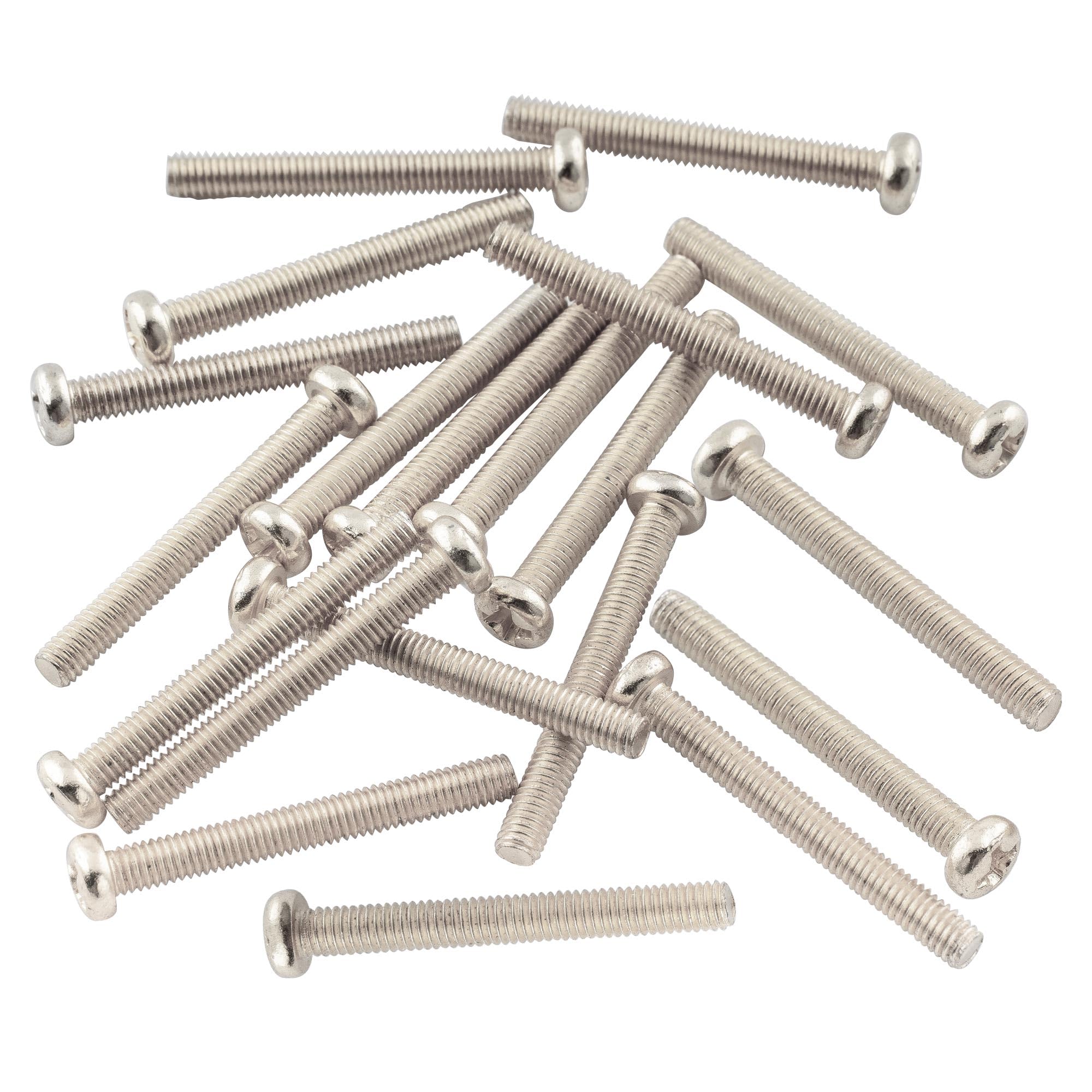 Musiclily 3 * 26mm Humbucker Pickup Mushroom Flat Screws,Chrome(20 Pieces)