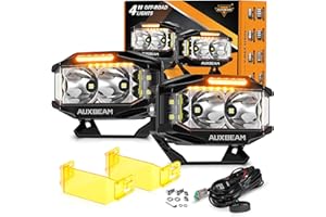 Auxbeam V-MAX Series LED Light Pod, 270° Side Shooter LED Offroad Lights with Amber DRL, 4 Inch Auxiliary Ditch Light for Truck ATV Jeep Ford