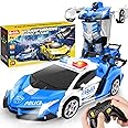 Britik Transform Remote Control Car - Rc Cars, One-Button Transforming, 360° Rotation Drifting, 2.4ghz 1:18 Scale, Gift Kids Aged 4-6 Year Old Boys/Girls, Police Car Blue