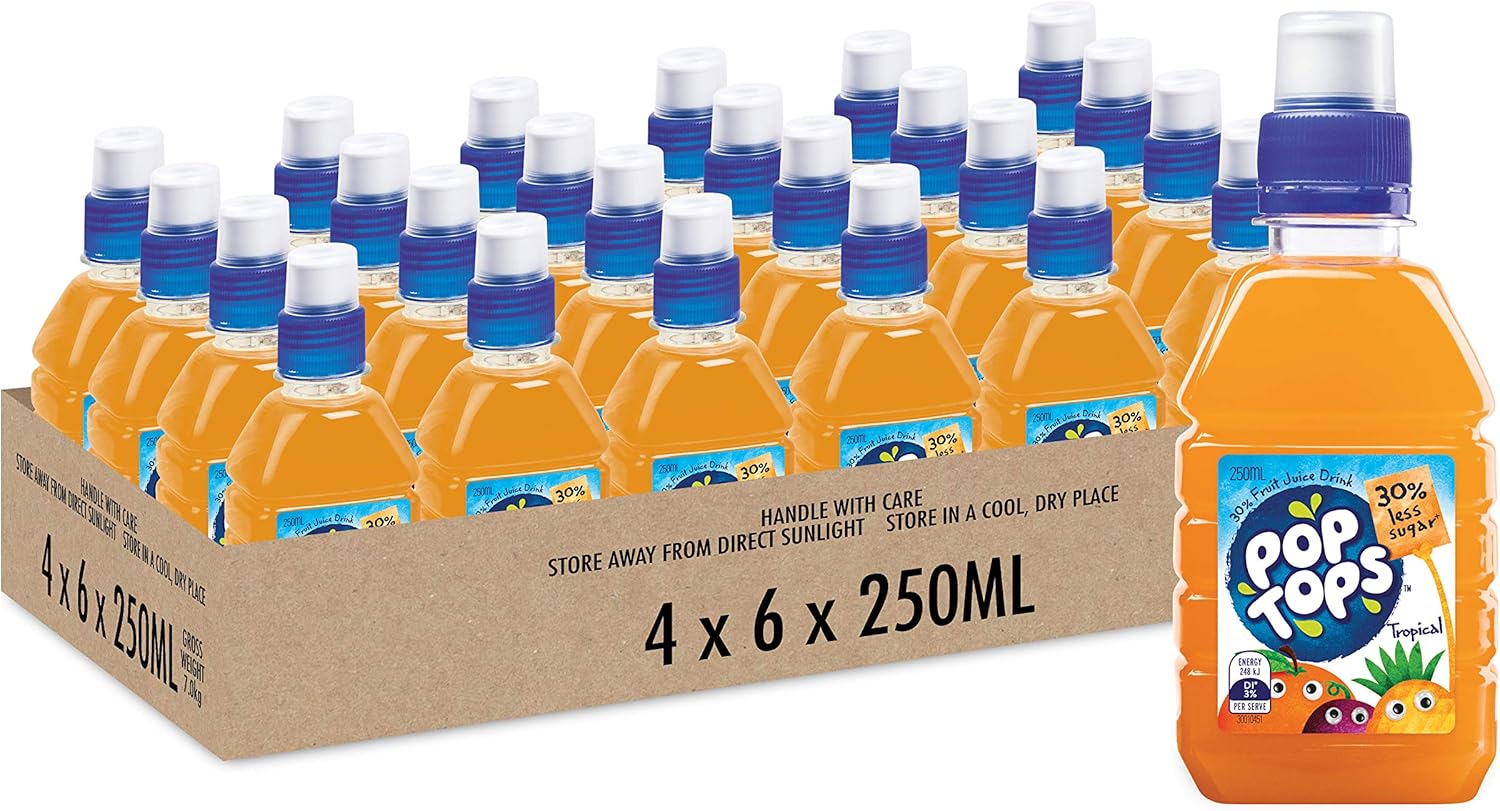 Pop Tops Tropical Fruit Juice Drink, 4 x 6 x 250ml (24 bottles total