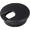 Rok Hardware 2" (51mm) Black Round Computer Desk Table Port Wire Cable Cord Organizer Hole Cover Grommet, ROKRG2BLK