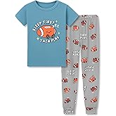 Tebbis Little Boys Pajamas - Soft Snug-fit PJs Tee & Pants Sleepwear Set Baseball Toddler Jammies Size 4T-14