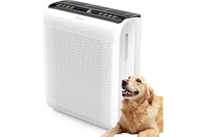 AROEVE Air Purifiers for Bedroom Home Large Room Up to 1504 Ft², 5 Layer Filter for Smoke Pollen Allergies Pet Dander Odor, Air Quality Monitor, Sleep Mode, Timer for Office, Dorm, Kitchen, MK07 White