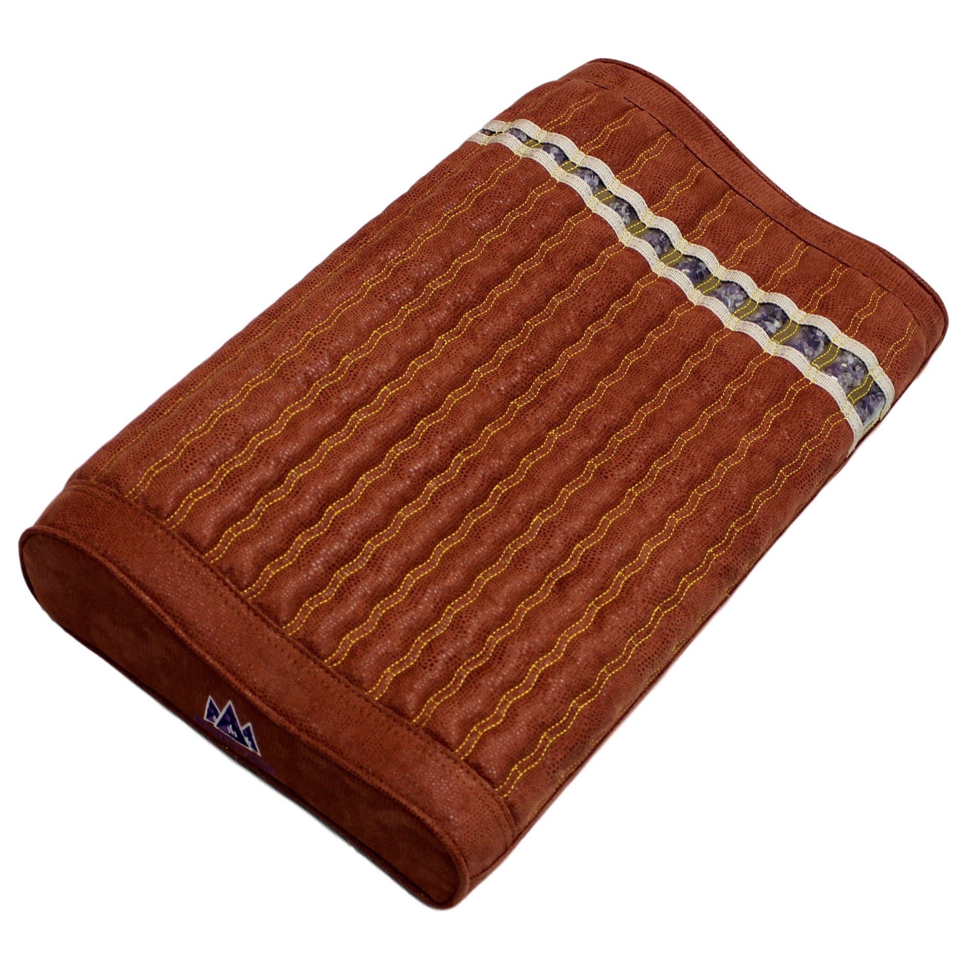 MediCrystal Far Infrared Gemstone Pillow - with Natural Crystals - Negative Ion - FIR Heat - Non Electric Reddish Brown 20" L x 12" W x 4 H FIRM