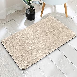 Telgoner Badematte, rutschfest Waschbar Badezimmerteppich 50X80 cm, Weiche Hochflor Badvorleger aus Chenille, Trocknend und Schimmelresistent Badteppich für Badezimmer, Küche, Schnell (Beige)