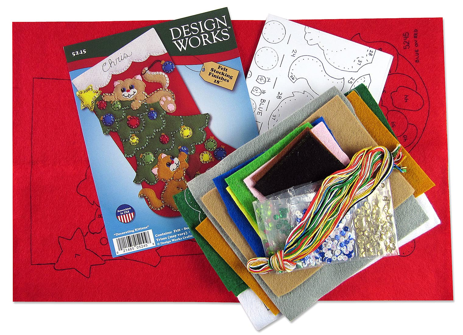 Tobin Decorating Kittens Felt Stocking Kit, Multi