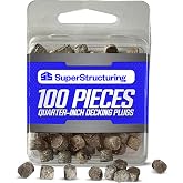 SuperStructuring Plugs for Decking - 1/4" Trex Composite Decking Wood Plugs, Weather-Resistant, UV Protection, Hole Covers for Outdoor Home Improvement &amp; Repair - Enhance Naturals Toasted Sand, 100-Pc