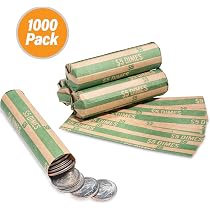 1000 Flat Coin Wrappers For Pennies – Tubular Paper Rolls – Each Holds 50 Cents – USA Made
