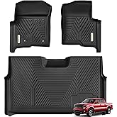 YITAMOTOR Floor Mats Compatible with 2010-2014 Ford F-150 SuperCrew/Crew Cab with Bucket Seat, TPE All-Weather Custom Fit for F150 Floor Liners W/Flow-Through Console 1st&2 Row Set W/O Manual Shifter
