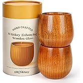 Wooden Whiskey Glass, Bourbon Drinking Glass Bourbon Gifts for Men – Oak Whiskey Tumbler, Old Fashioned Glass, Unique Whiskey Gifts for Men, Dad, Husband, Brother (2 Pack)