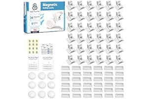 BABY PROOF ME Pack of 36 Magnetic Cabinet Locks for Child Safety with 9 Keys, 3M Adhesive Easy Installation, Baby Proofing Magnetic Locks for Cabinets and Drawers (36 Locks + 9 Keys)