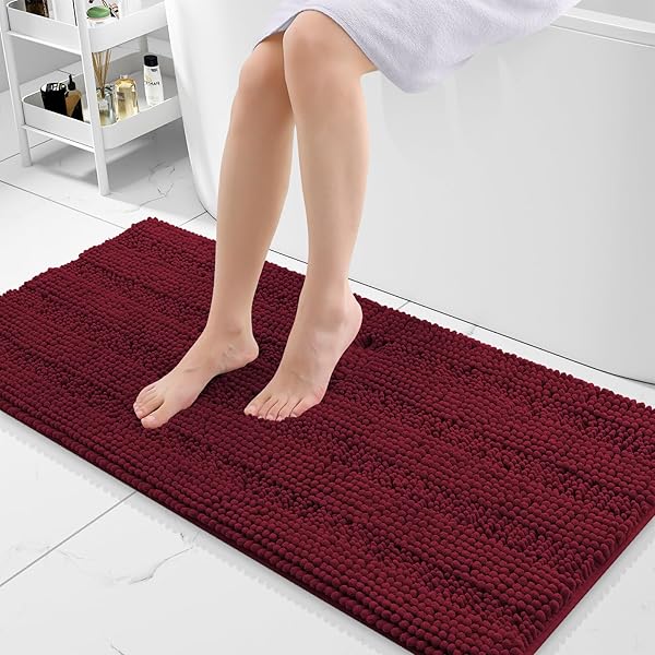 GRANDAILY CHENILLE STRIPED BATHROOM RUGS 47X20, EXTRA THICK...