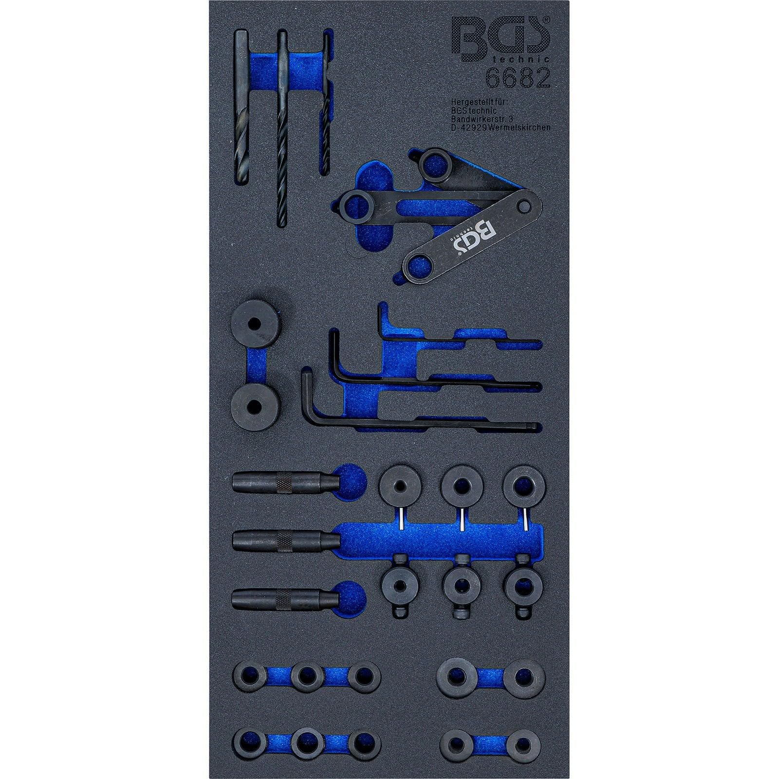 BGS 6682 | Tool Tray 1/3: Cylinder Head Drilling Gauge Tool Set | 28 pcs.