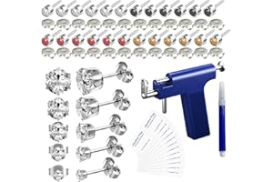 YINPAD Ear piercing gun, Reusable Professional Ear Piercing Kits, 24 Surgical Grade Anti-sensitive Piercing Earrings, 10 Cubic Zirconia Fashion Earrings, 24 Alcohol Cotton Sheets (silver)