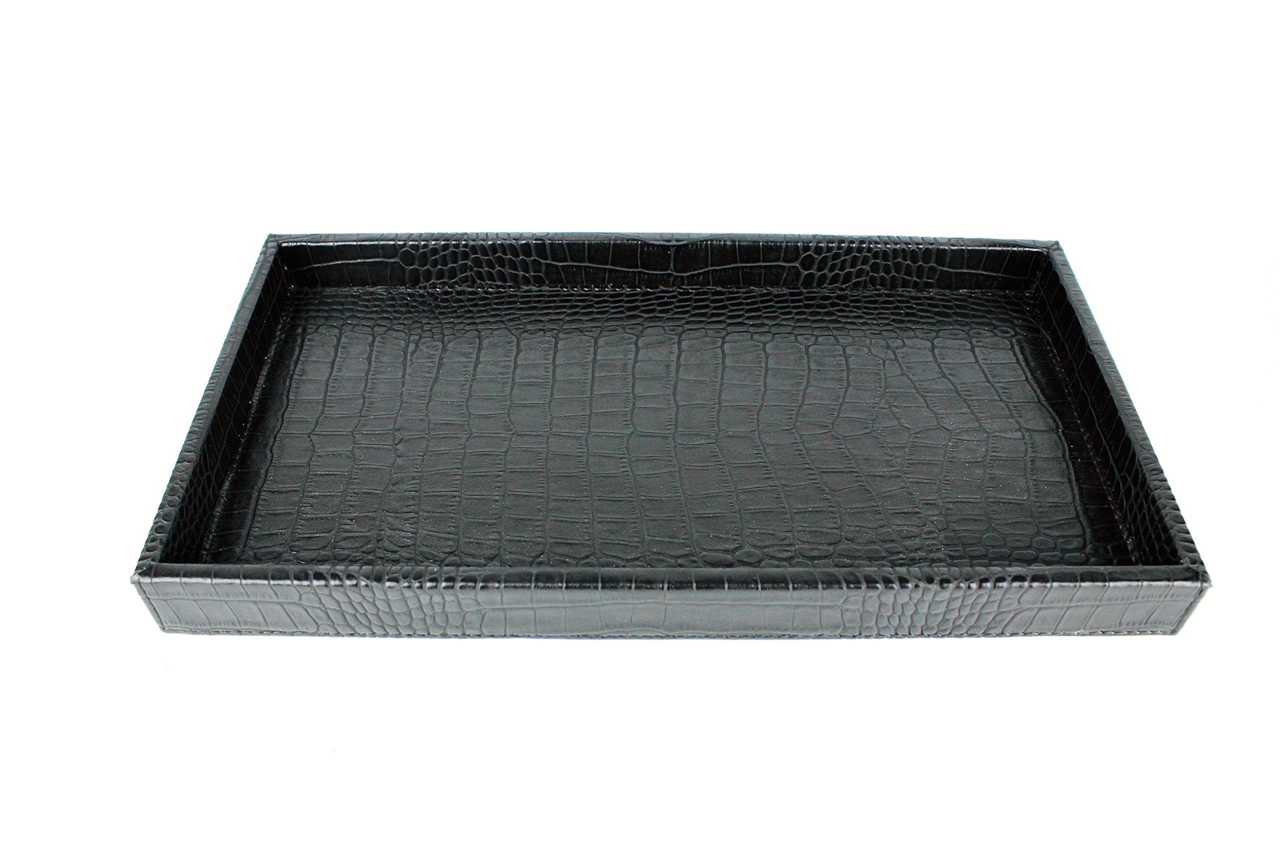 SIGNATURE HOME COLLECTION 195 LCD Tray, Artificial Leather, Black, 36 x 19 x 3 cm