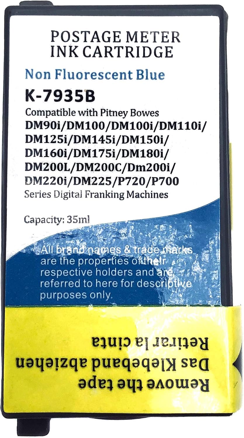 Pitney Bowes DM100i, DM200l, DM125i, DM150i, DM175i, DM200i, DM225, P700, P7L1, PRL1 Compatible Franking Ink Cartridge Blue - 2 Pack - Image 5