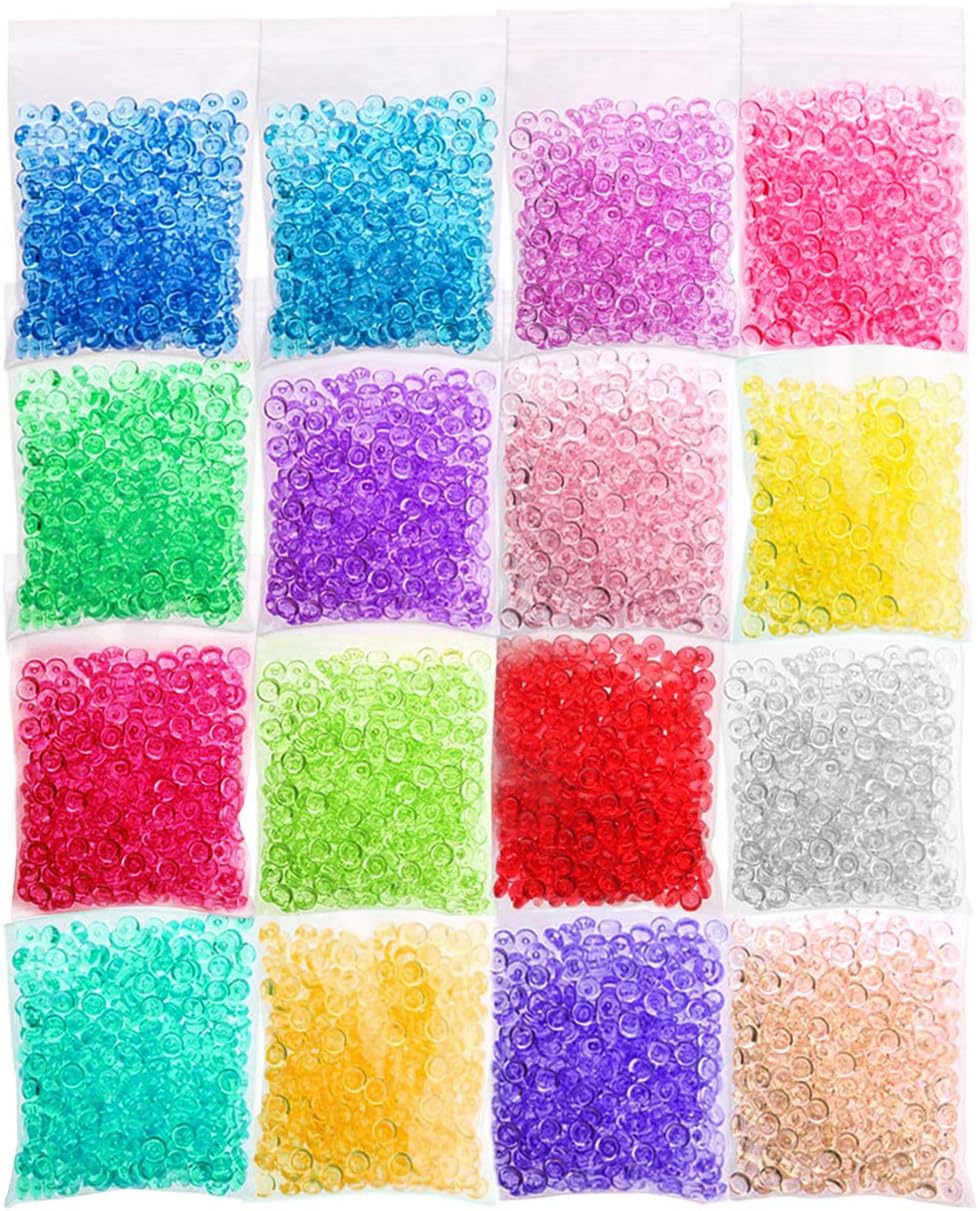 Acerich 16 Pack Fishbowl Beads, Clear Vase Filler Beads Crunchy Slime Beads for Homemade Slime, Arts Crafts, Party Decoration, Wedding and More