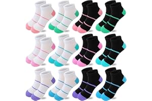Bemeol 12 Pairs Girls Ankle Socks Kids Low Cut Ankle Socks Girls Half Cushion Athletic Sock