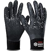 KAYGO Winter Waterproof Work Gloves for Men and Women, Thermal Insulated Freezer Rubber Coated Gloves,Super Grip,L, KG160