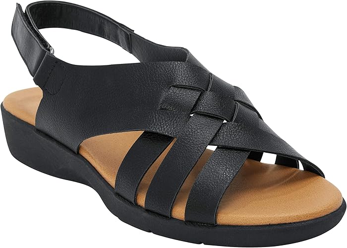 Amazon.com | Comfortview Women's Wide Width The Lake Sling Sandal - 8 WW, Black | Sandals