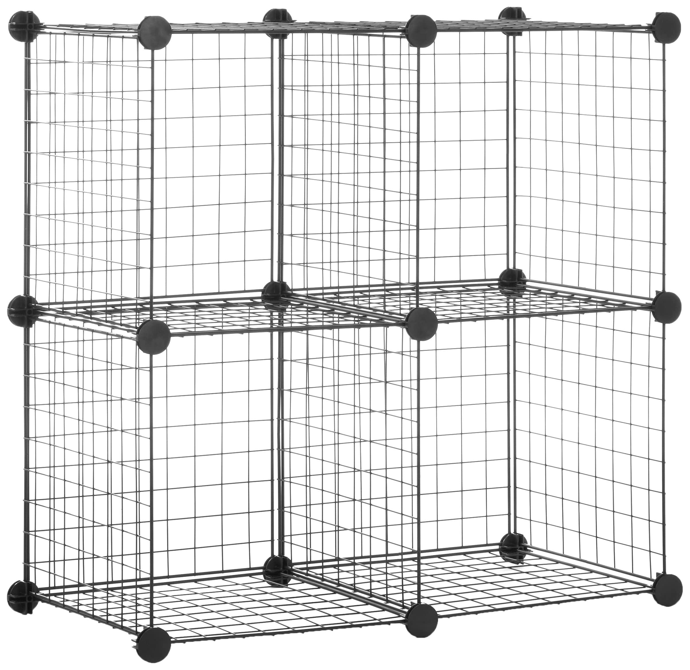Amazon Basics 4 Cube Wire Storage Shelves, Black, 36.98 x 76.96 x 76.96 cm
