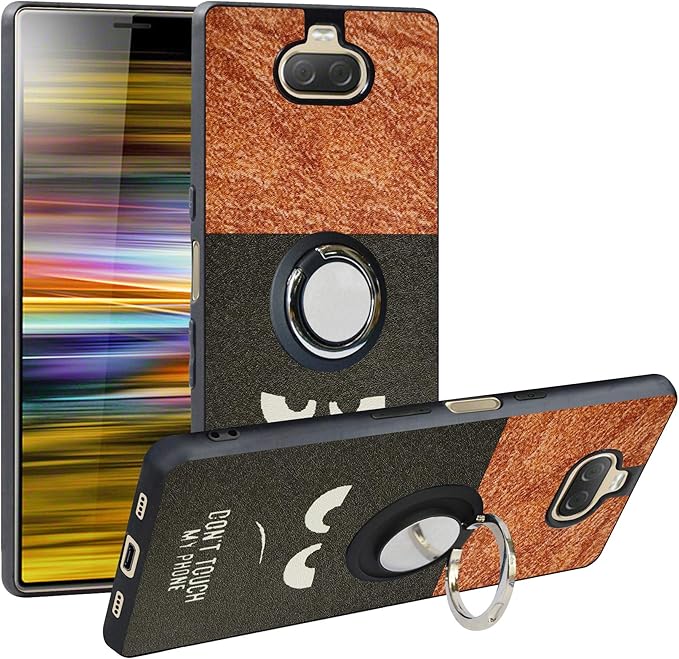 Alapmk Compatible with Sony Xperia 10 Case,[Pattern Design] with Ring Kickstand Fit Magnetic Car Mount,Scratch Protective Cover for Sony Xperia 10,Do not Touch