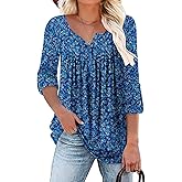 ROSELINLIN Womens Long Sleeve Tunic Tops Floral Fall Blouse Shirts