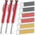 Outus 39 Pieces Solid Carpenter Pencil for Construction and Refills with Built in Sharpener, Long Nosed Deep Hole Mechanical Pencil Marker Marking Tool for Scriber Woodworking Architect Carpenter