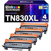E-Z Ink Compatible TN830XL Toner Cartridge Replacement for Brother TN830XL TN830 TN 830 Toner Cartridges with Brother DCP-L2640DW HL-L2460DW HL-L2480DW HL-L2400D HL-L2405W Printer (4 x TN830XL Toner)