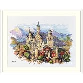 Neuschwanstein Castle Counted Cross Stitch Kit by Merejka K-201 &ndash; 40 DMC Colors, Zweigart 16 Count Aida, 9.8"x13.8" (25x35cm) &ndash; Advanced Needlework Kit for Adults