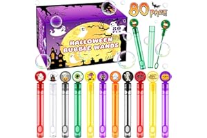 HINZER 80 Pack Halloween Party Favors Mini Bubble Wands Toys Gift for Kids Halloween Treats Non Candy Goodie Bag Fillers Pinata Stuffers Classroom Prizes Bubble Maker Toys for Boy Girl Kid