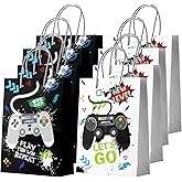 Fruitful Jewelry 16 Pcs Black and White Games Party Favor Bags with Handle, Video Game Favor Bags Gaming Goodie Bags Gaming Birthday Gift Bag for Video Game Birthday Party Decorations