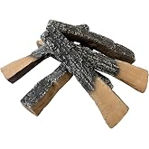 MrGas Log 6pcs Gas Fireplace Logs, Faux | Ceramic logs, decorative, suitable for indoor and outdoor fireplaces and fire pits