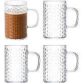 Hawnn Coffee Mugs Set of 4, Unbreakable Clear Coffee Mugs with Handle, 16 Ounce Reusable Plastic, Dishwasher Safe