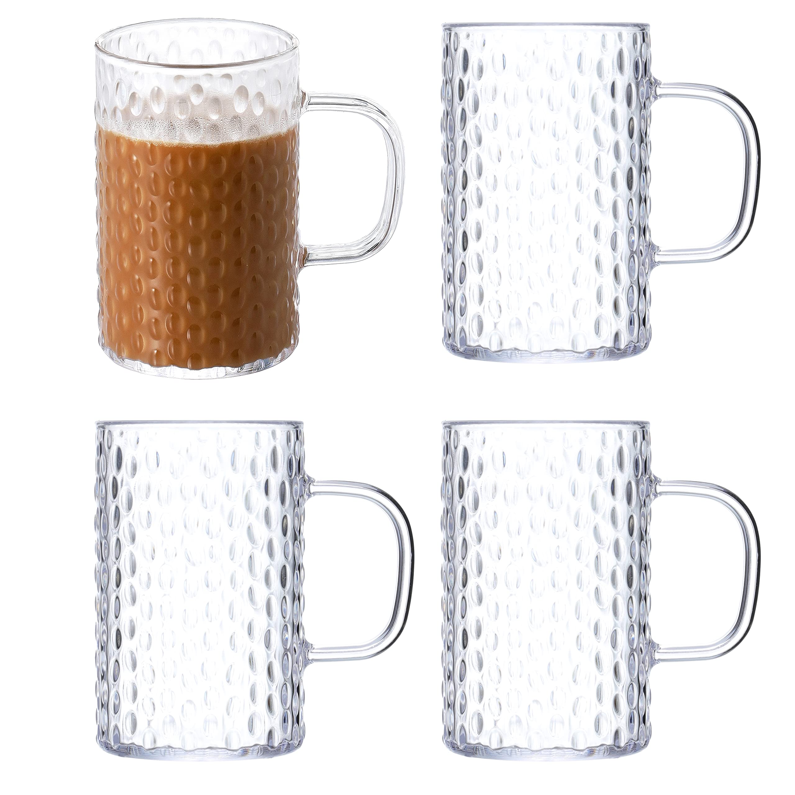 Photo 1 of ** ONLY 2 MUGS **  
Hawnn Coffee Mugs Set of 4, Unbreakable Clear Coffee Mugs with Handle, 16 Ounce Reusable Plastic, Dishwasher Safe    