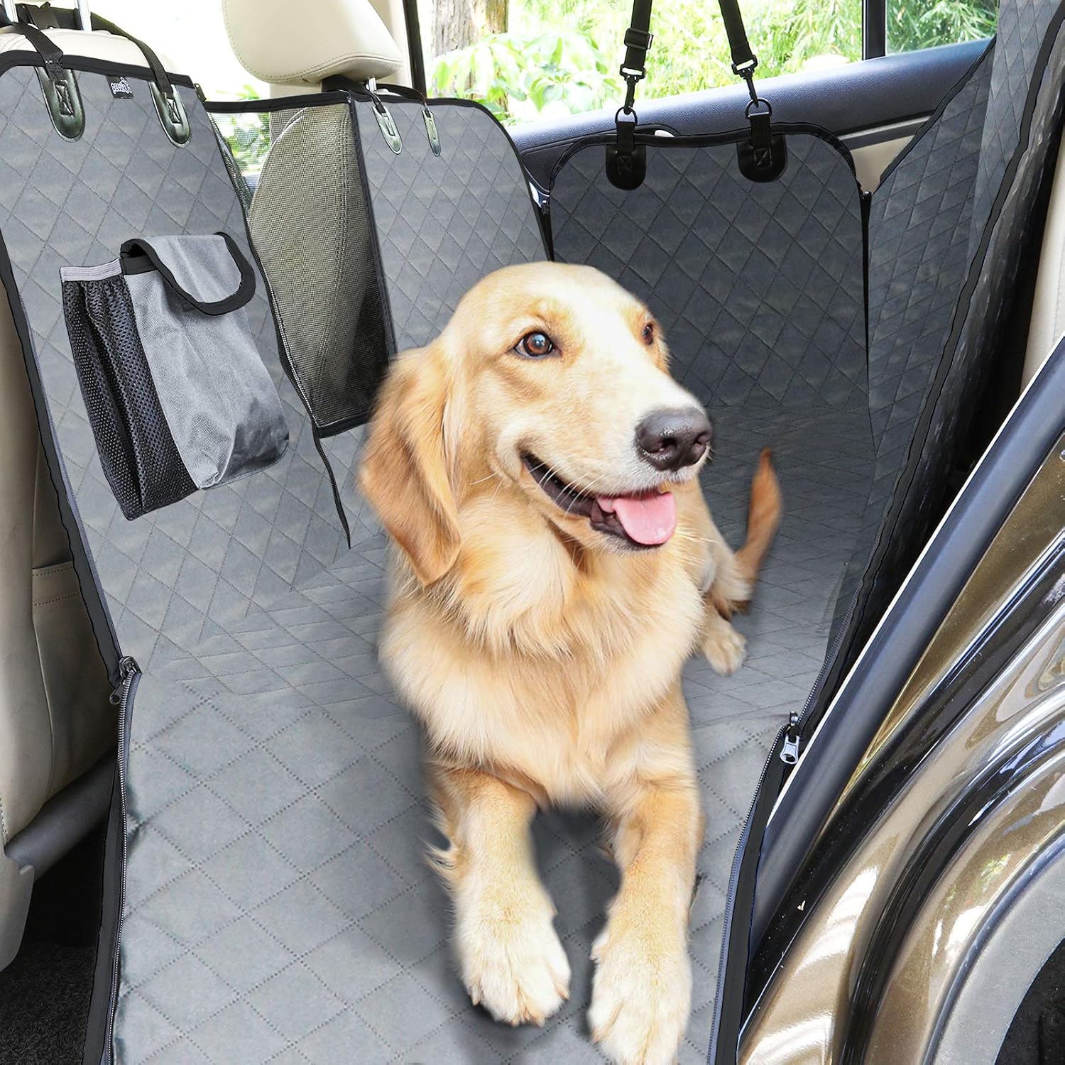 Amazon ペキュート Pecute ペット ドライブシート 車用ペットシート 可視メッシュ窓 ペット安全ベルト付き 後部座席 シートカバー 滑り止め 防水防汚 折り畳み式 洗濯可能 犬猫用 旅行 お出かけ グレー Pecute ペット用品 通販