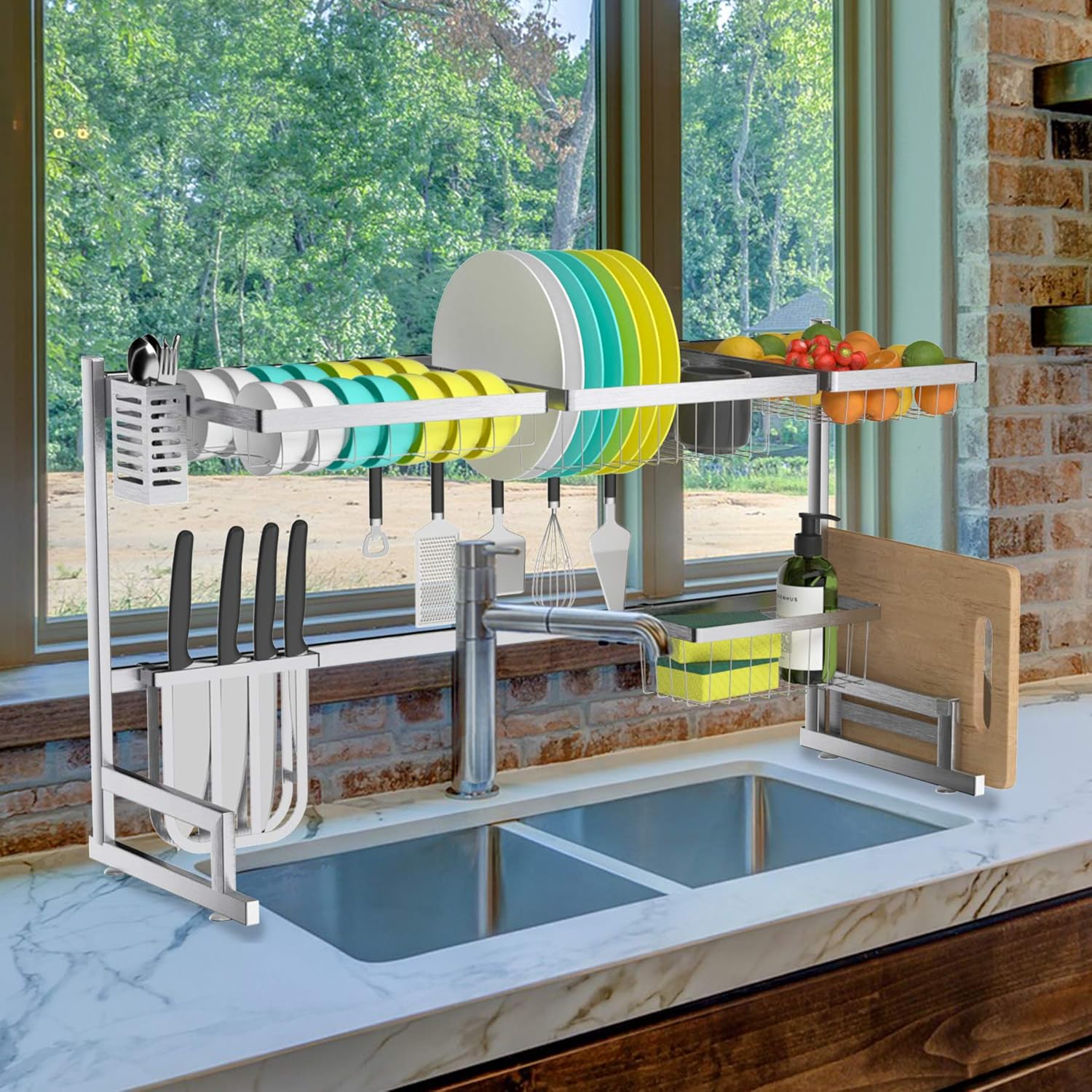 M PLUS Dish Rack SUS 304 Stainless Steel, Over Sink Dish Drying Rack