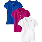 The Children's Place Girls' Toddler Mulipack Short Sleeve Ruffle Pique Polos