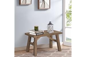 Wnutrees Sawmill Wood Bench,30" Farmhouse Entryway Bench for Living Dining Room, Rustic Entry Way Benches Seat, Solid Wood, Handcraft Finshed, Natural