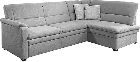 Cavadore Ecksofa Pisoo Mit Ottomane Rechts L Sofa Mit Federkern Und Bettfunktion Im Klassischen Design 245 X 89 X 161 Flachgewebe Hellgrau Amazon De Kuche Haushalt
