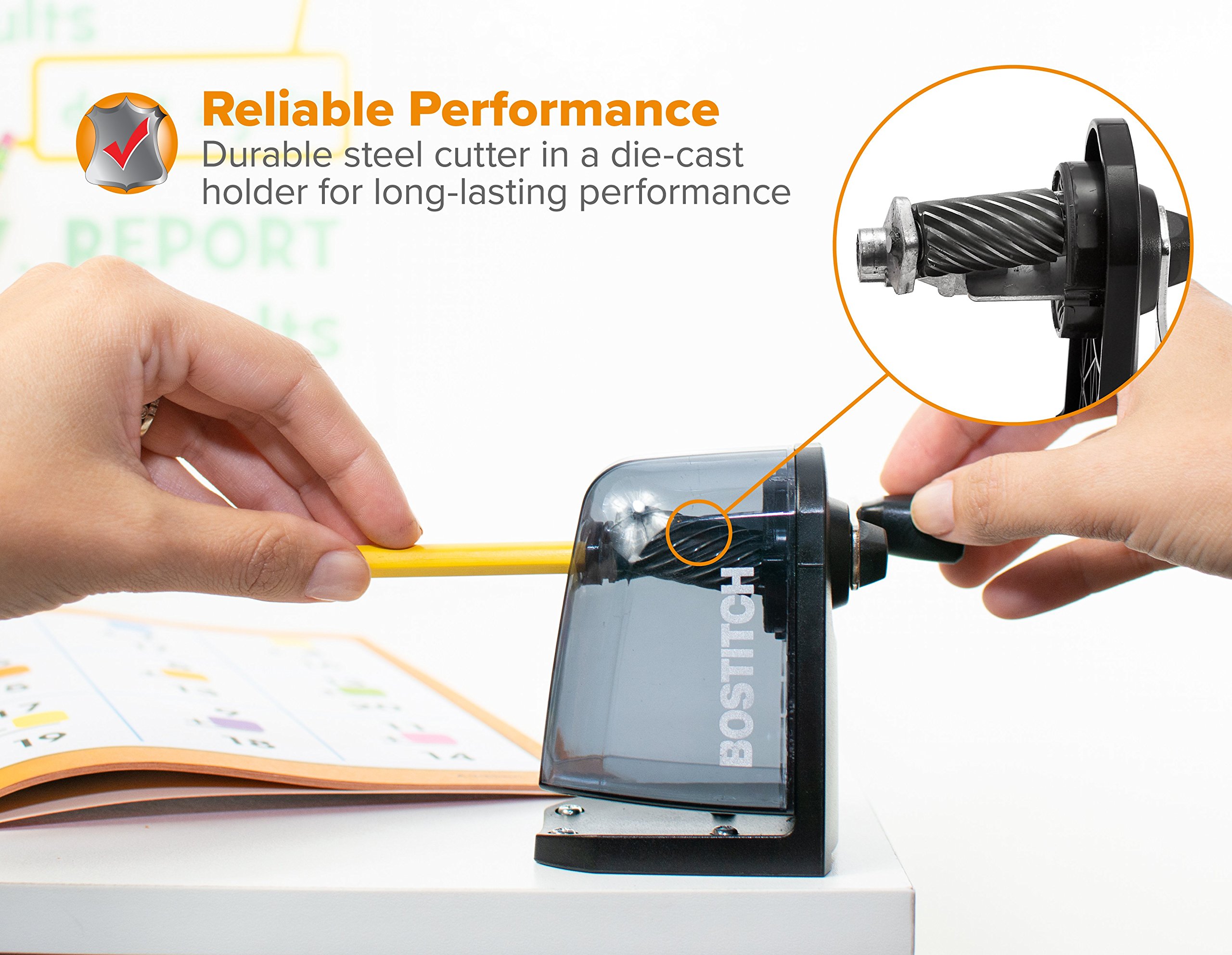 Bostitch Office Multi-Mount Manual Pencil Sharpener, Vacuum Mount or Screw Mount, Black (MPS2-BLK)