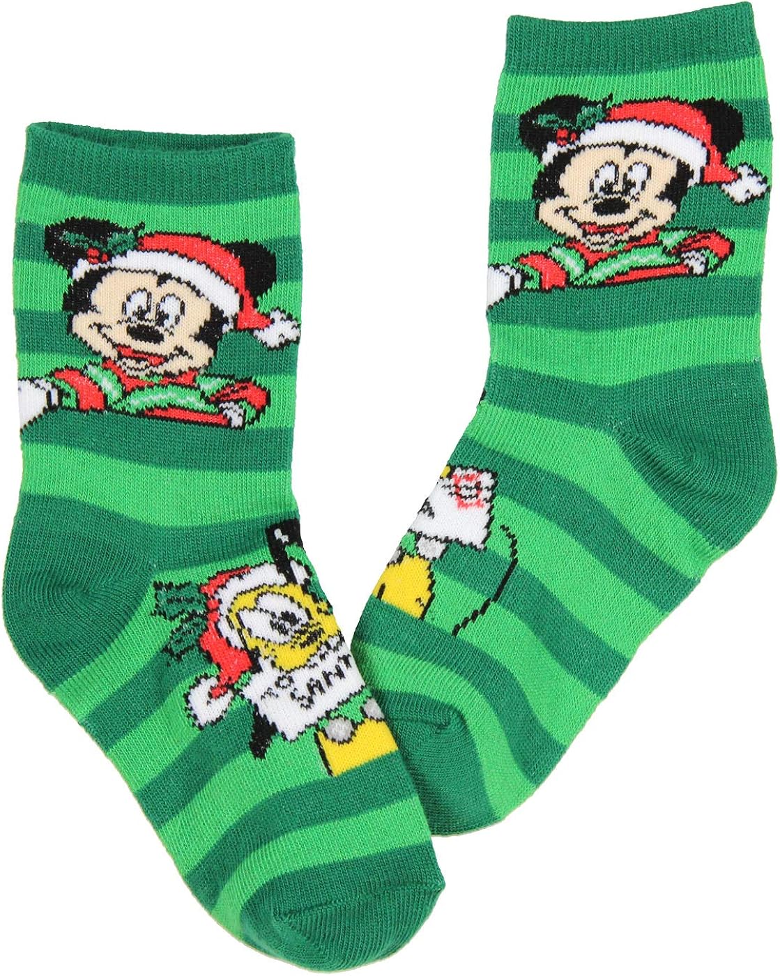 Disney Mickey Mouse and Friends Kids Christmas Fun! 3 Pair Crew Socks Gift Set: Clothing