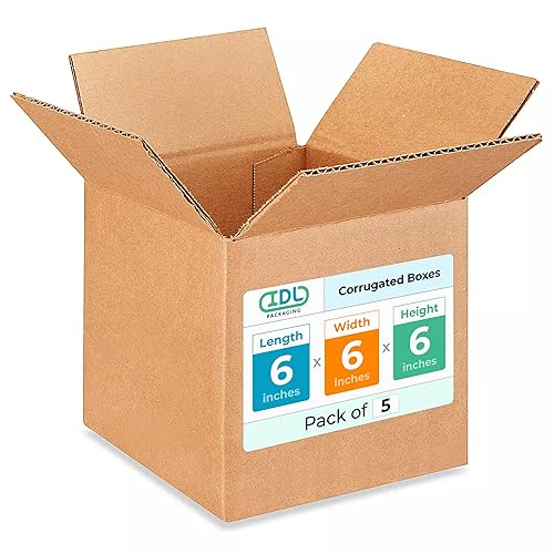 Small Cube Moving & Shipping Boxes 6 x 6 x 6 inches (5-Pack) - Extra Strength 200 lb vs Regular - Corrugated Moving Boxes for USPS/FEDEX - Packing Box for Moving - Cardboard Box by IDL Packaging